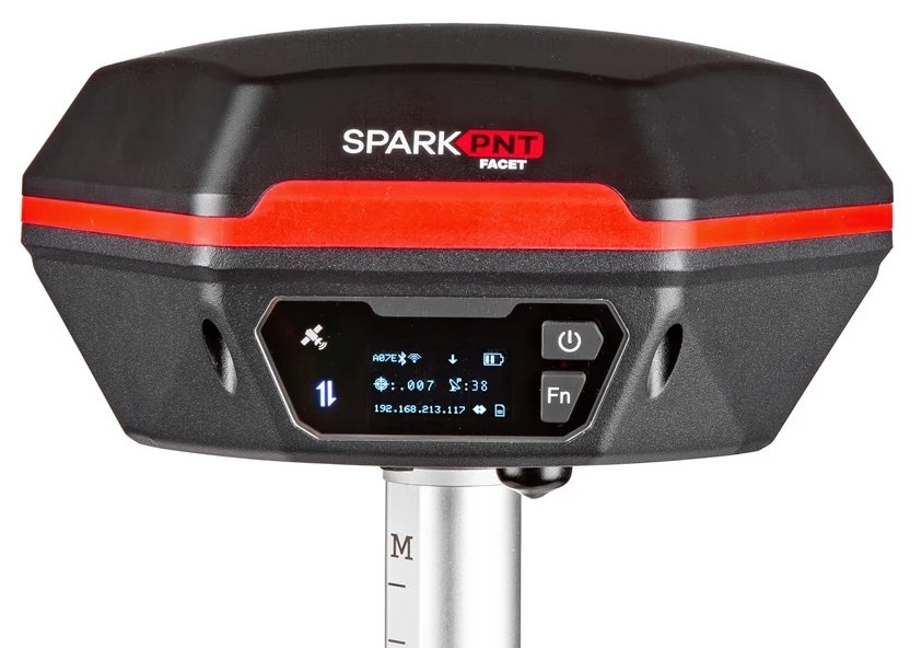 RTK device attached to a monopole