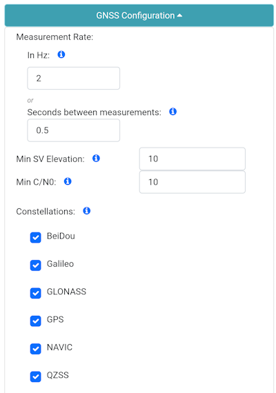 GNSS menu