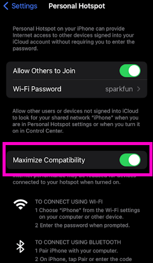 iOS - Hotspot Compatibility