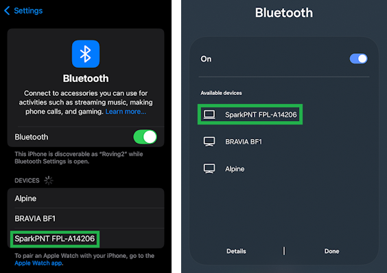 Bluetooth device list on iOS and Android