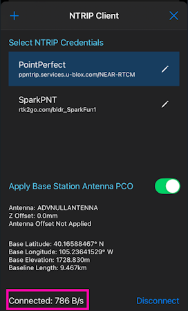 Data flowing through NTRIP Client