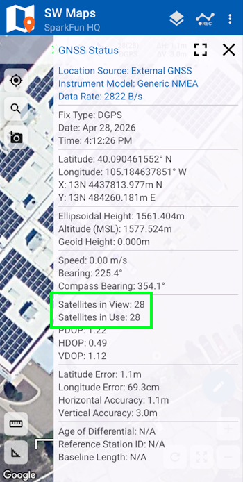 RTK GNSS Status Window