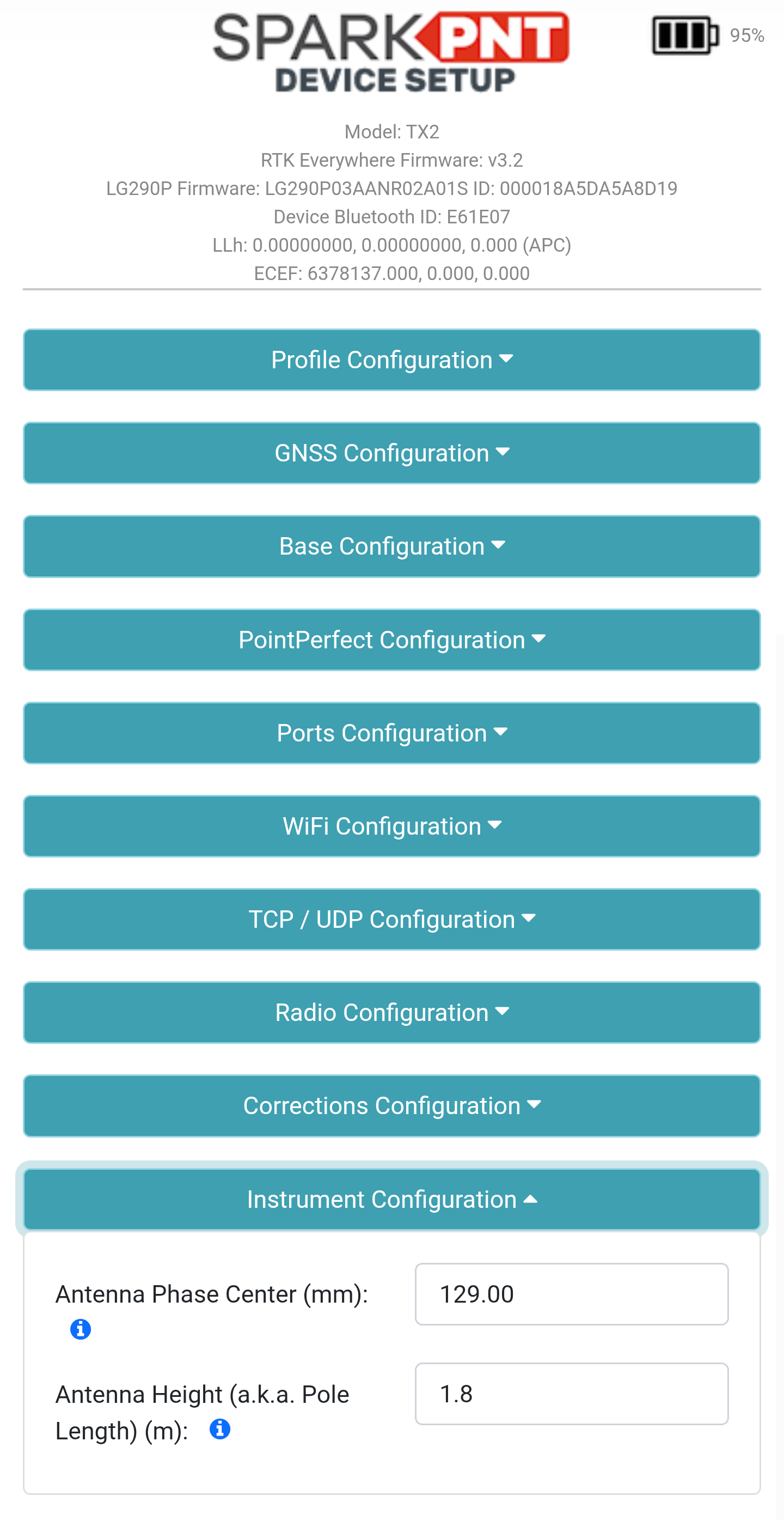 Instrument menu