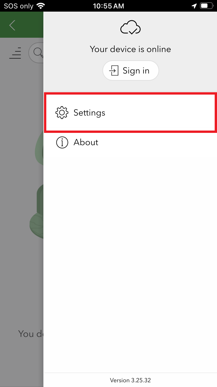 ArcGIS Survey123 Settings Menu