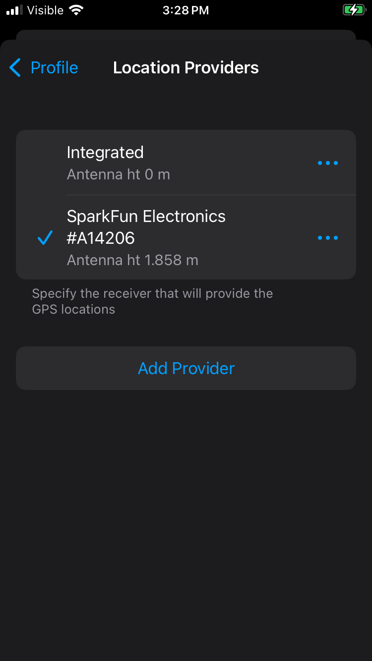 Select SparkFun as the provider