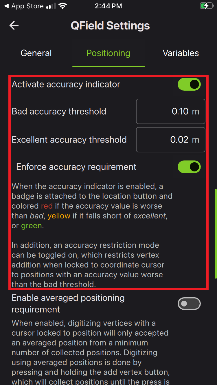 QField Accuracy Indicator