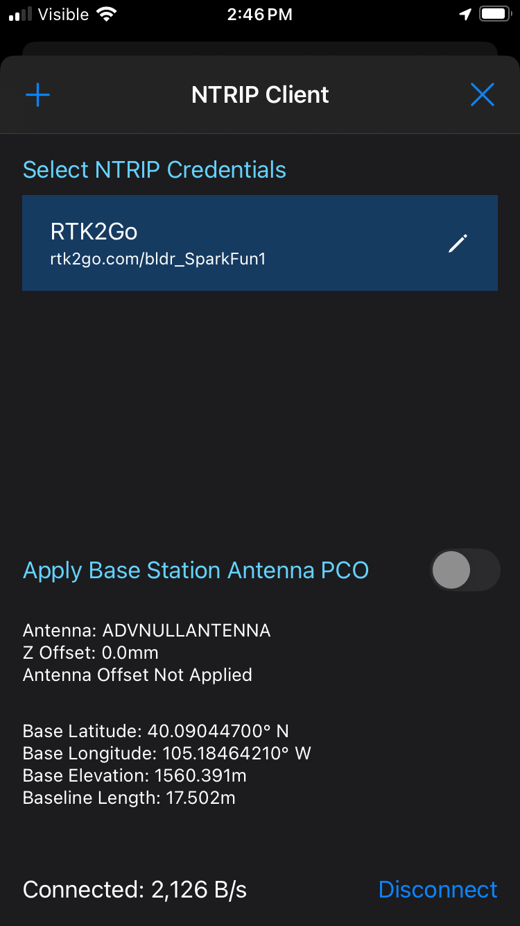 Connected to NTRIP Caster