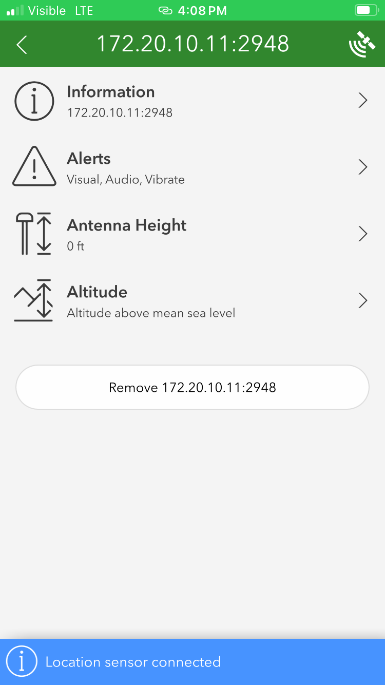 ArcGIS Survey123 Location Provider Connected