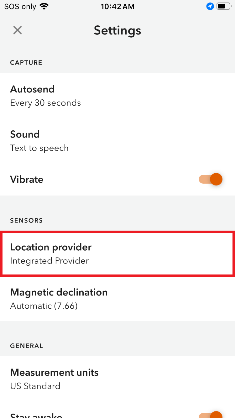 Location Provider button
