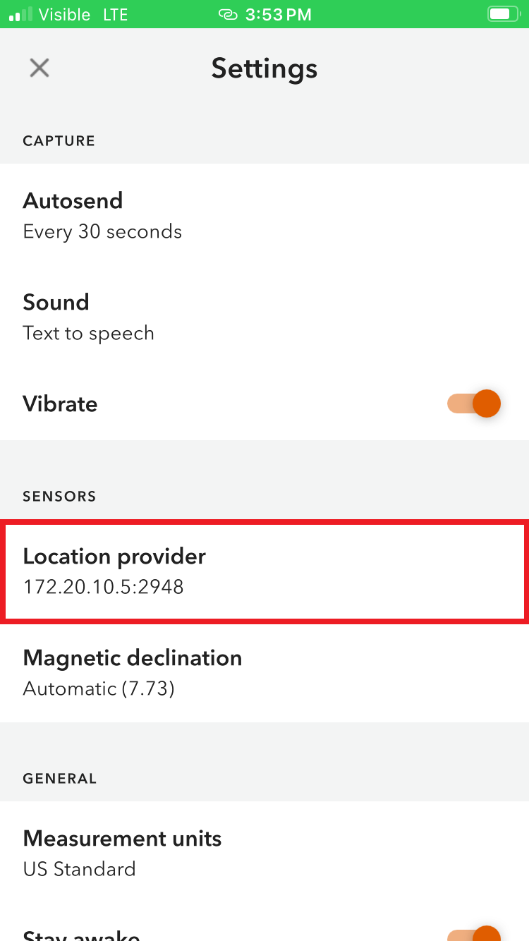 TCP connection in setting meu