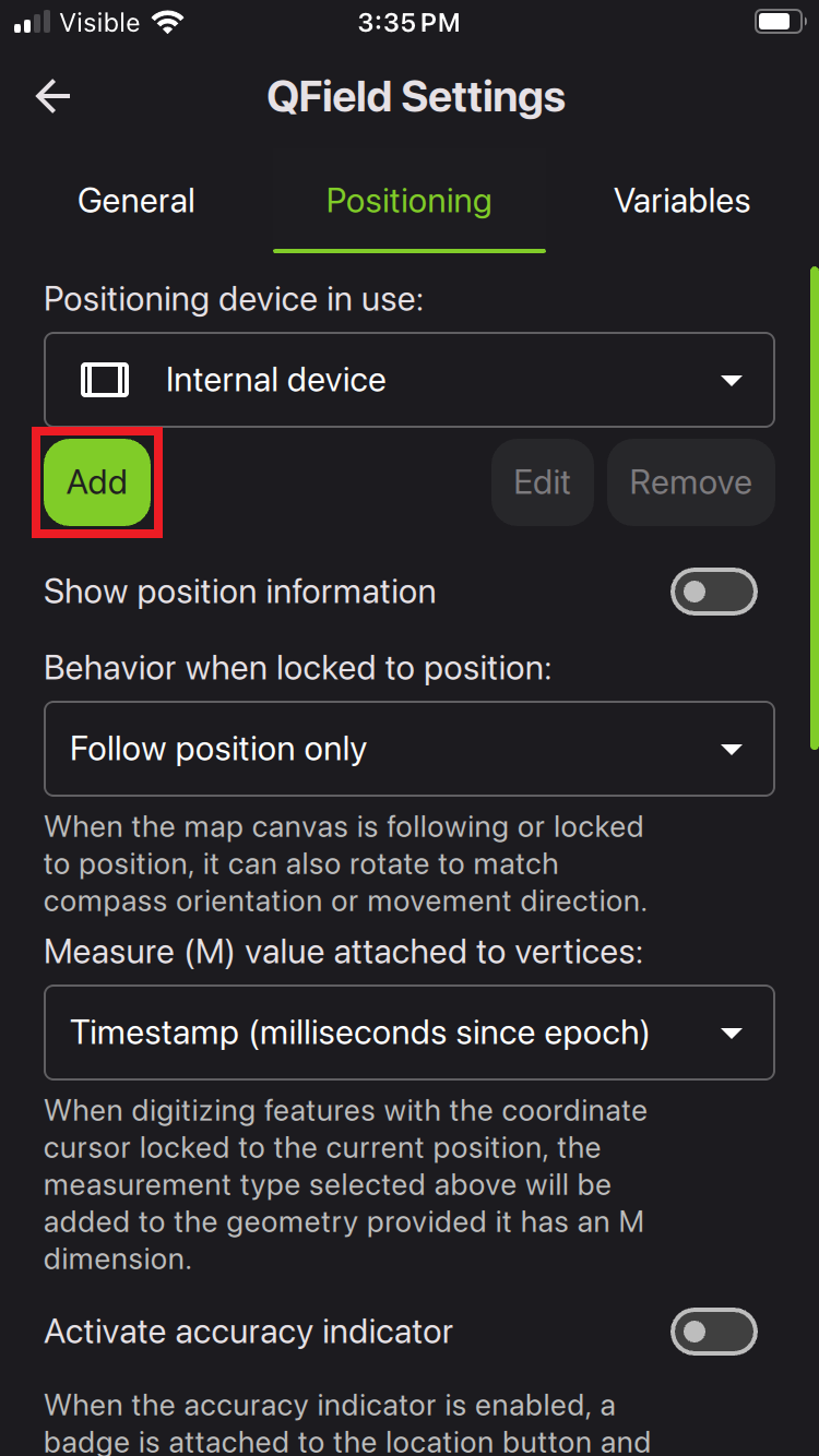 QField Add Device