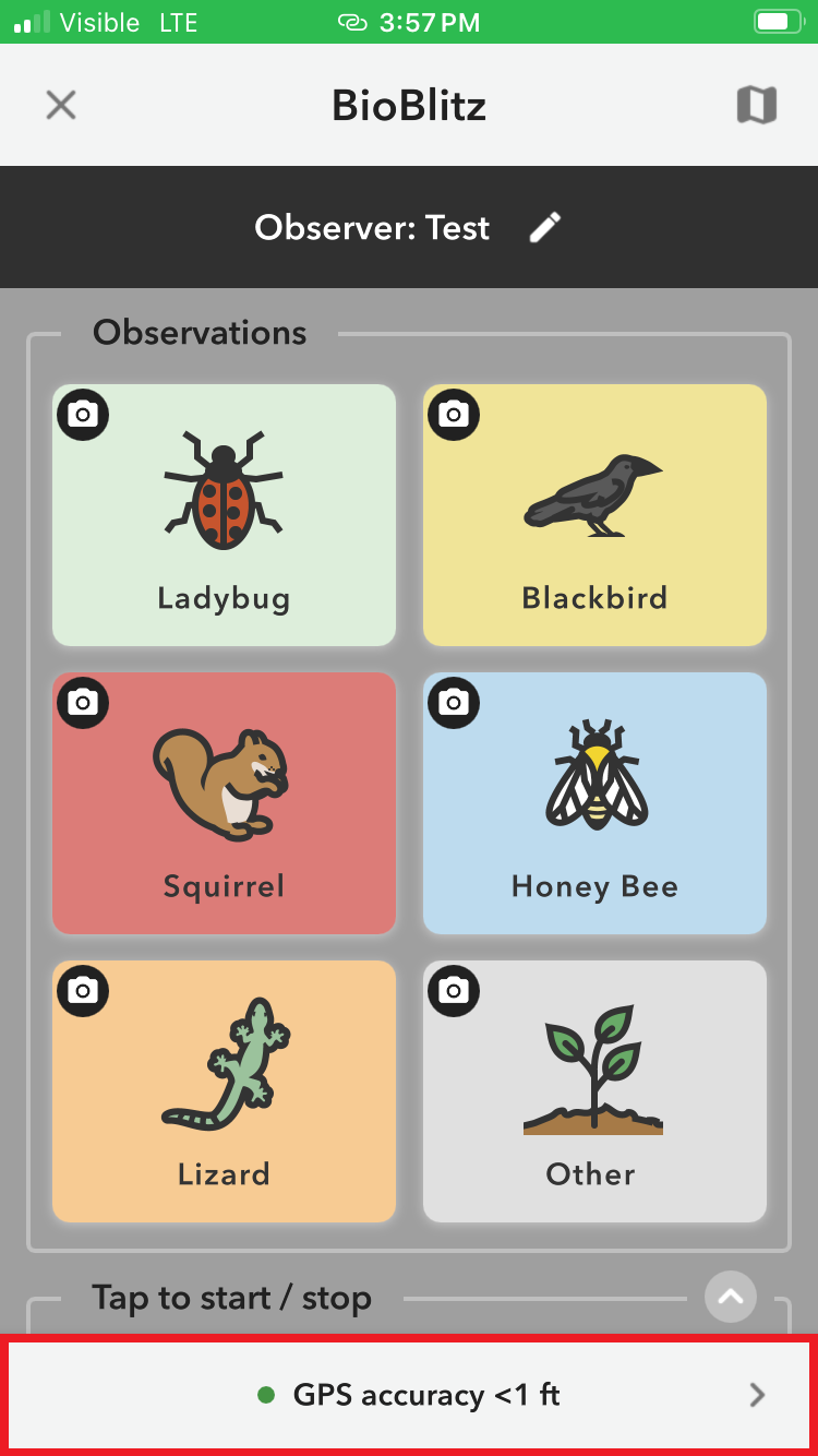 GPS Accuracy and map in BioBlitz project