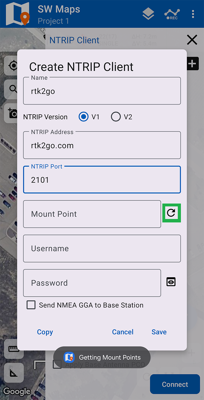 NTRIP mount points