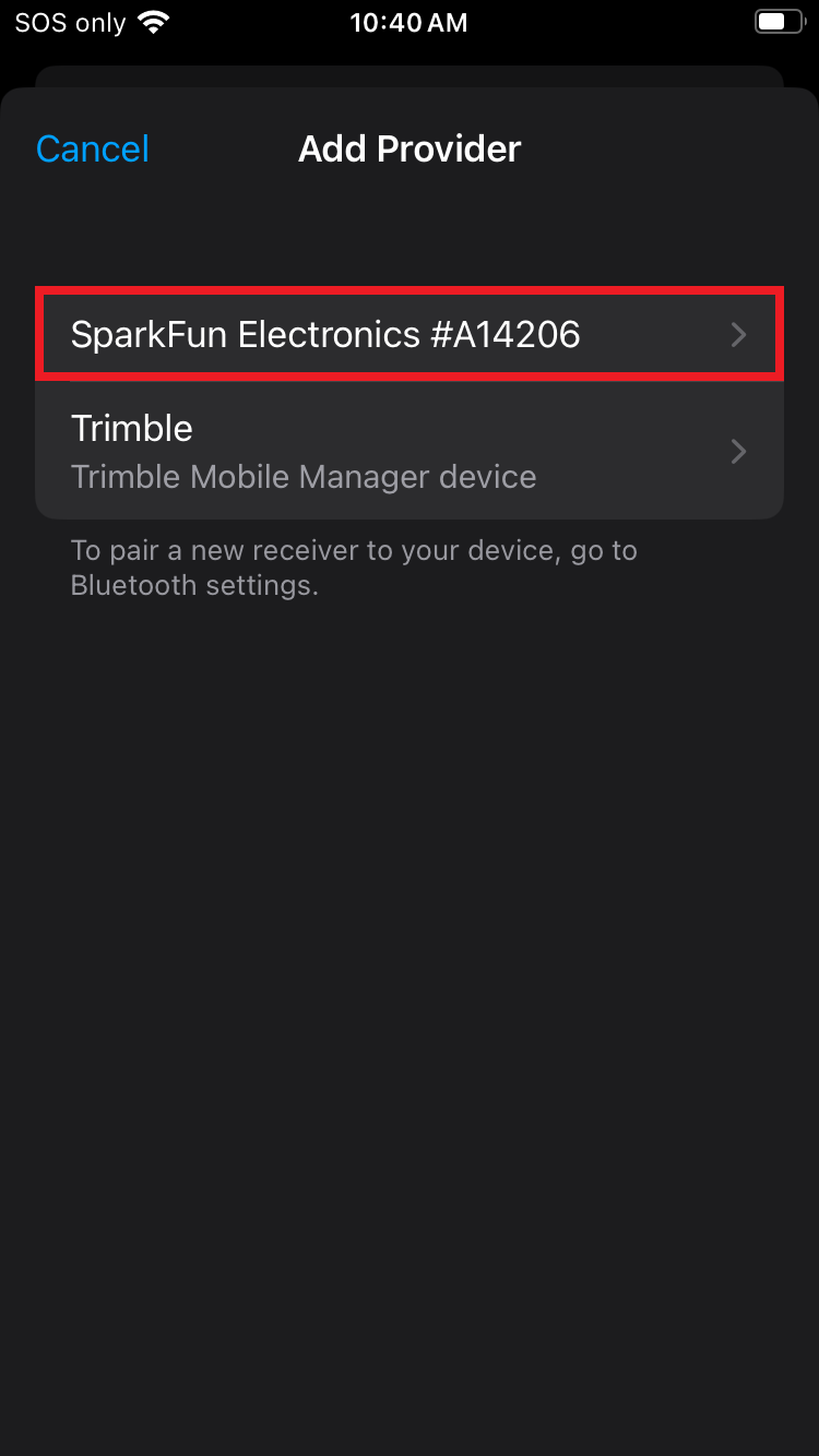 Select the SparkFun provider