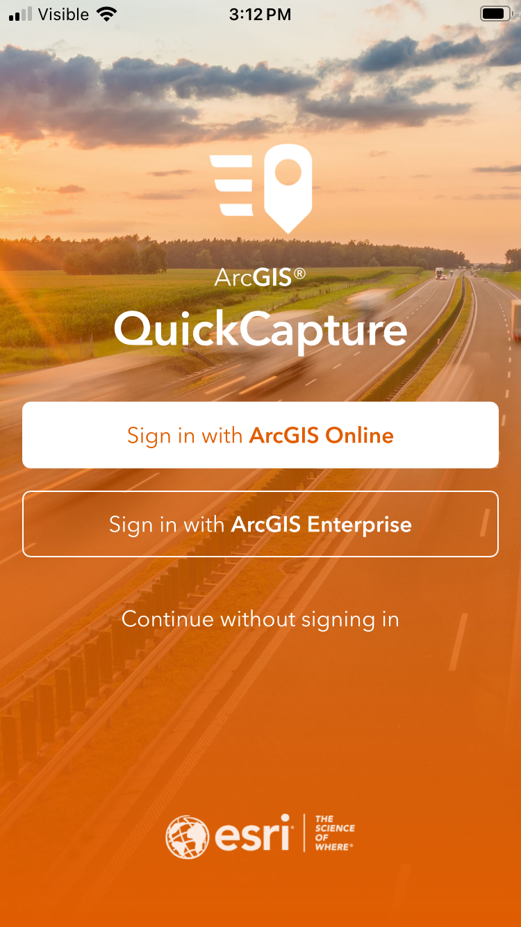 ArcGIS QuickCapture splash screen