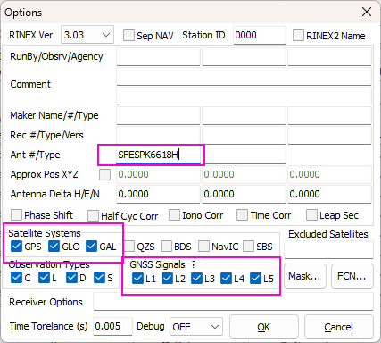 RTKCONV Options