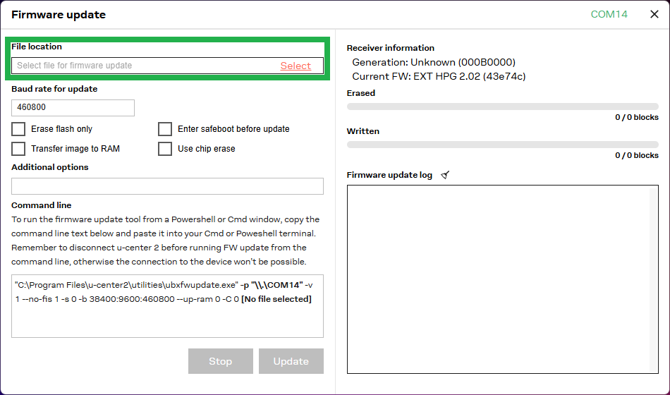 Select the firmware file