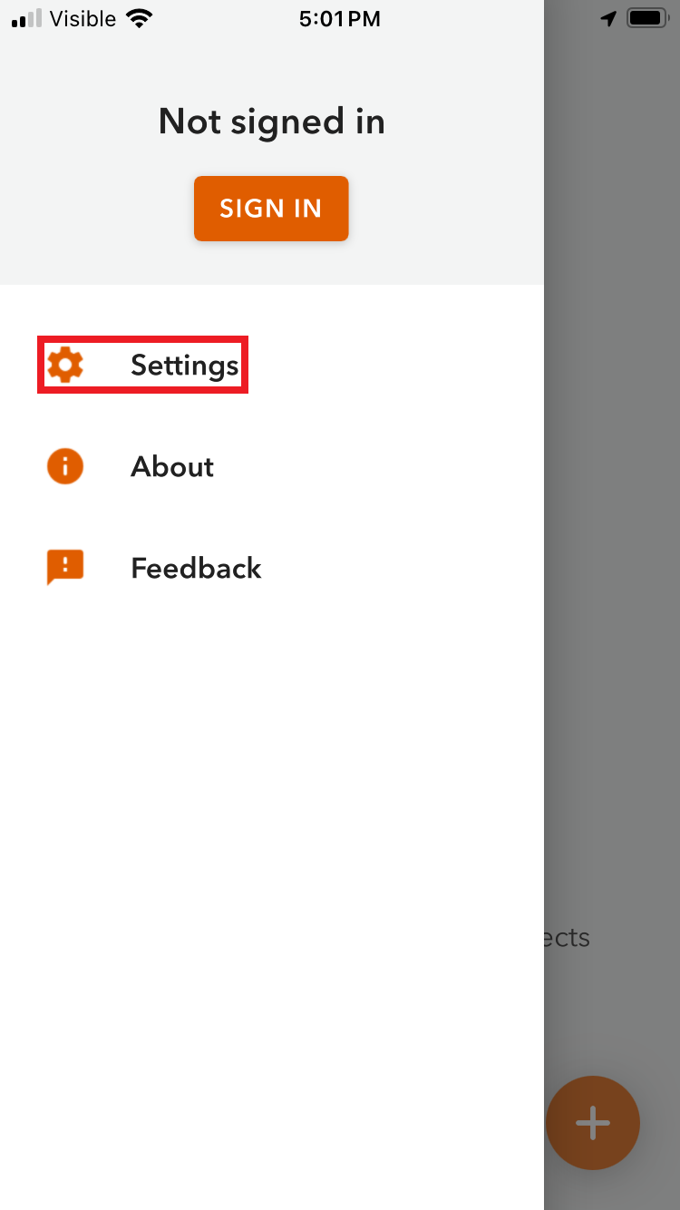 Settings button