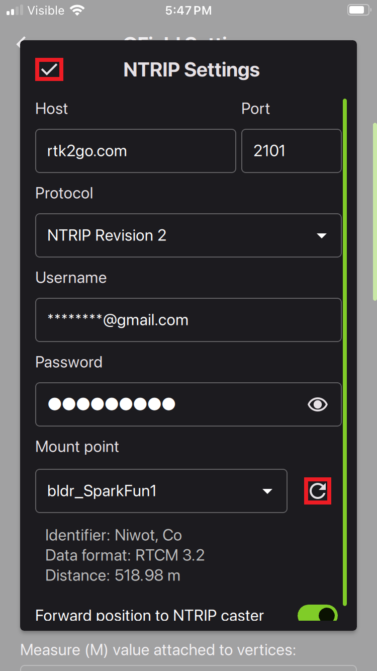 NTRIP credentials