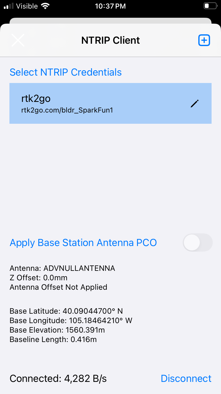 Connected to NTRIP server