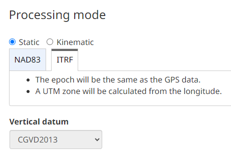 Select the datum for post-processing
