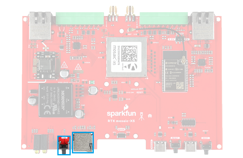 micro SD socket and log button