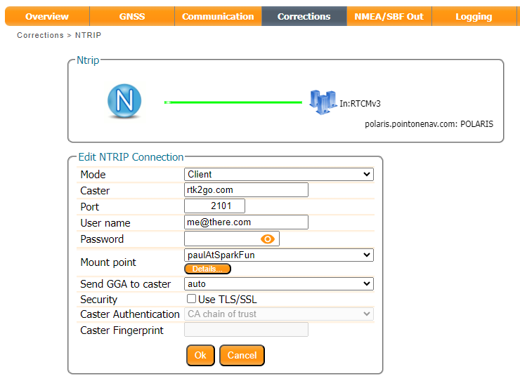 Configuring the NTRIP client