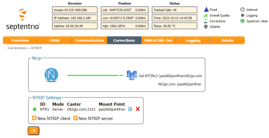 NTRIP connection