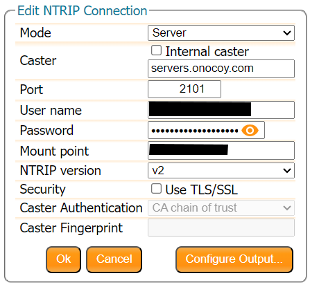 Configuring the NTRIP server
