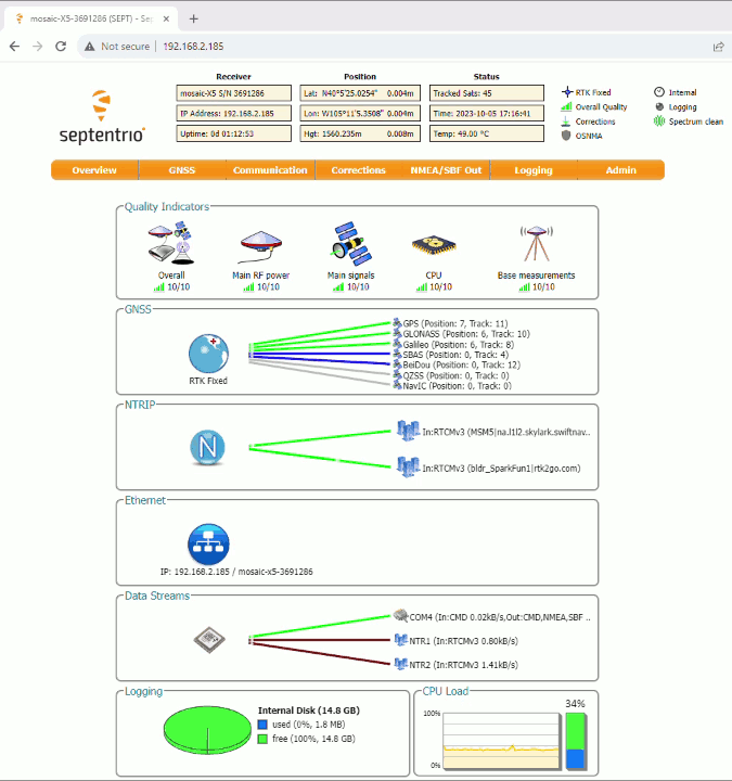 mosaic X5 web page