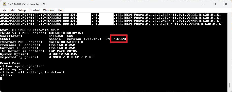 Fugro AtomiChron ID - software settings menu