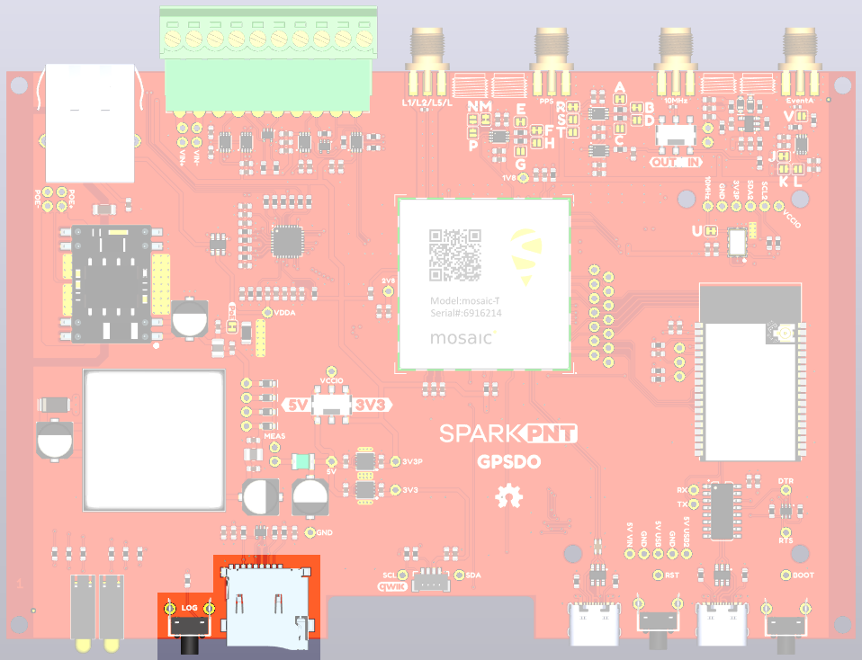 micro SD socket and log button