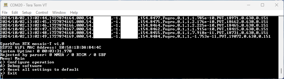 ESP32 firmware main menu