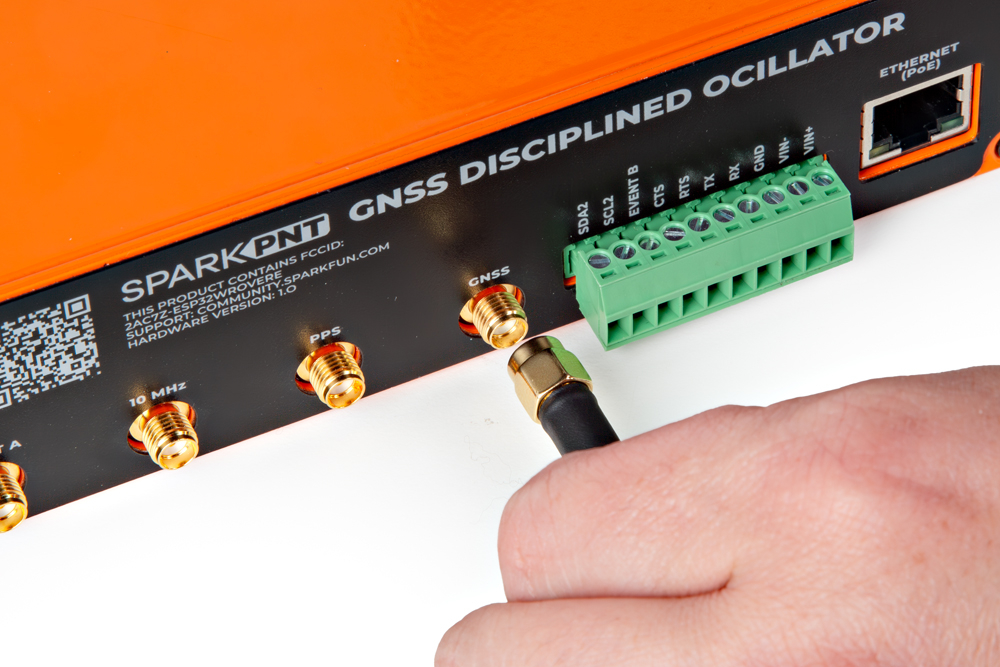 GNSS antenna connected to the 