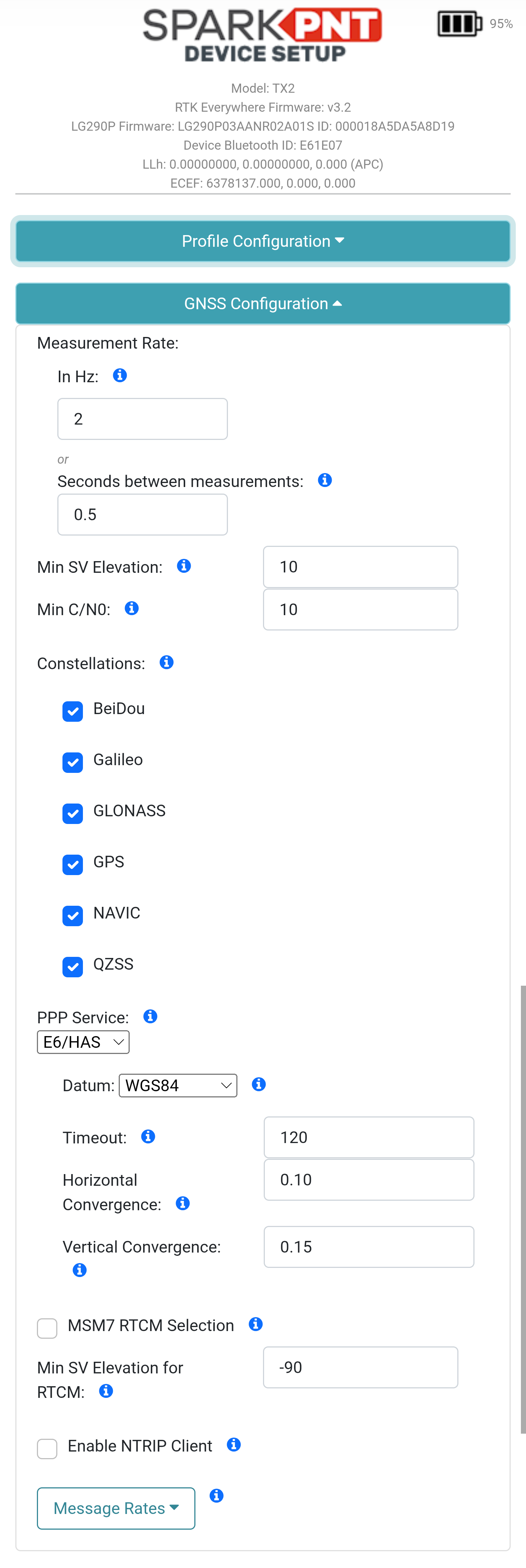 GNSS menu