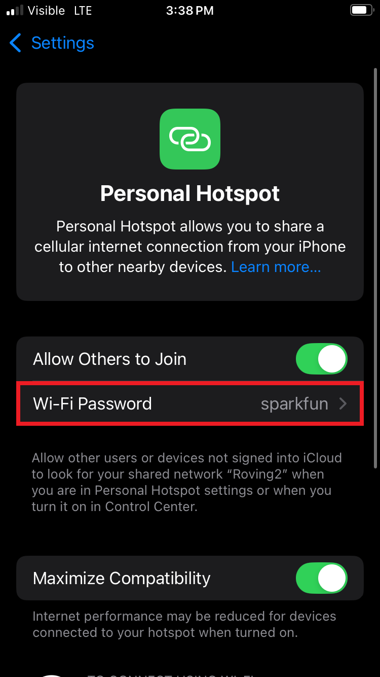 iOS - Hotspot Credentials
