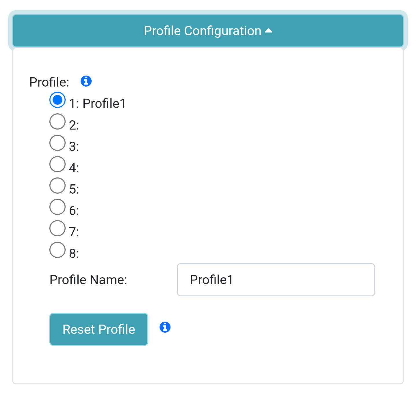 Profiles menu